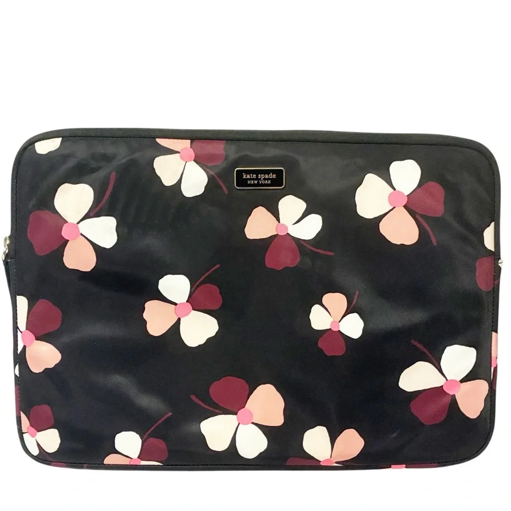 Kate Spade Black Padded Full Zip Dawn Dusk Buds Dawn Buds Laptop Sleeve